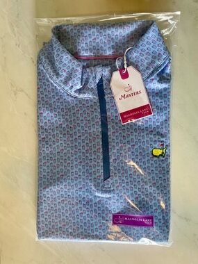 Masters Magnolia Lane Tech Women’s 1/4 quarter Zip Blue w/ Azalea Drink/Flower